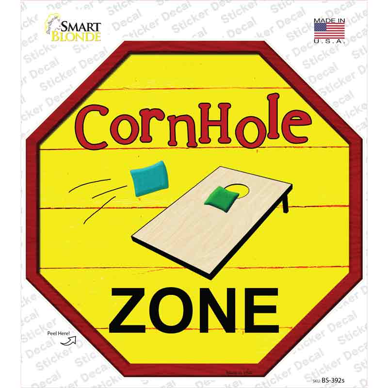 BS-392s-M Cornhole Zone Novelty Octagon Sticker Decal - Medium