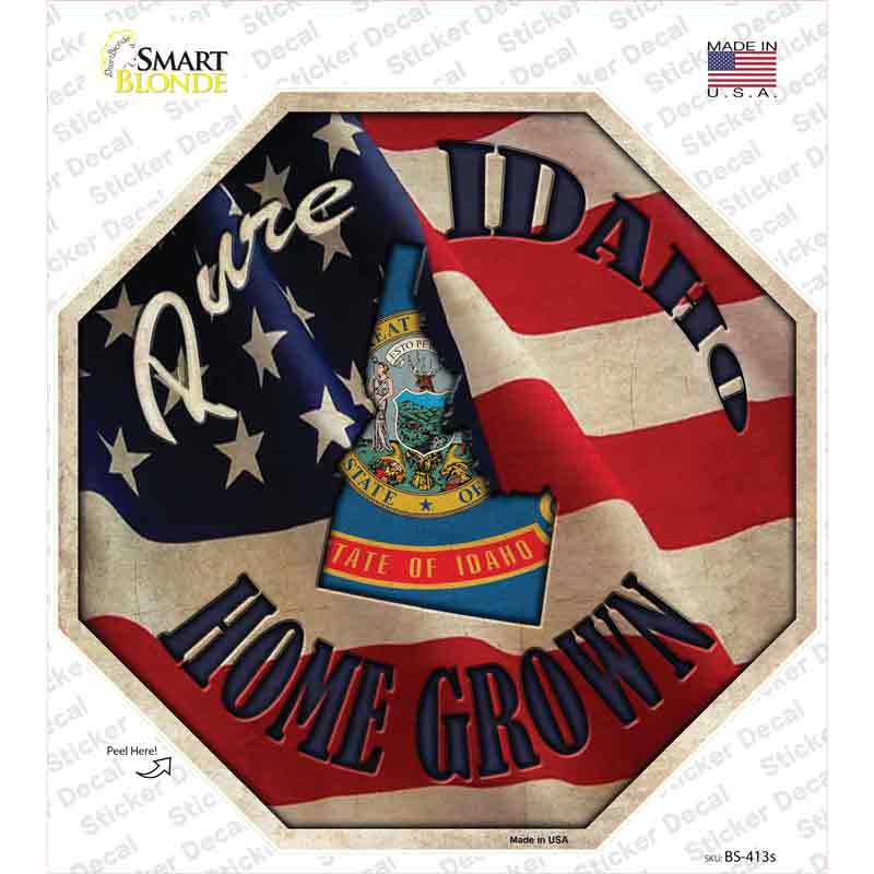 BS-413s-M Idaho Home Grown Novelty Octagon Sticker Decal - Medium