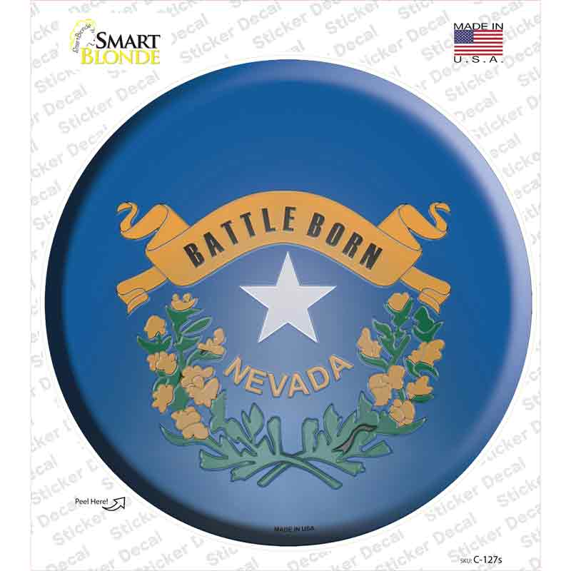C-127s-M Nevada State Flag Novelty Circle Sticker Decal - Medium