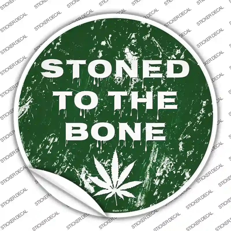 C-1287s-S Stoned to the Bone Novelty Circle Sticker Decal - Small