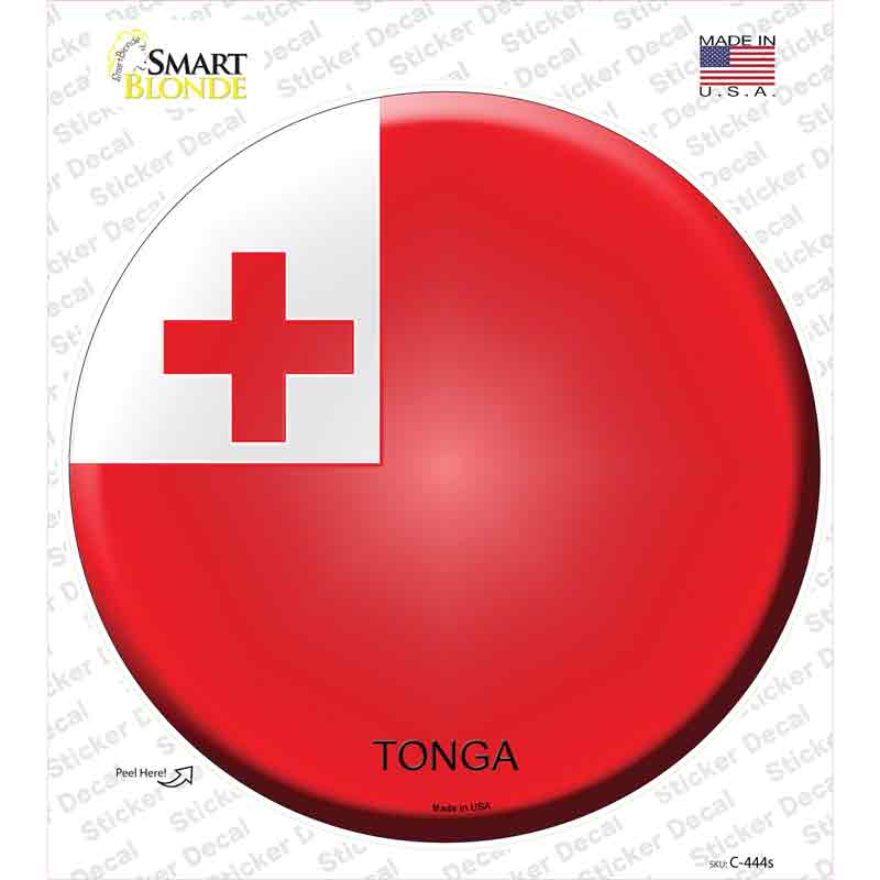 C-444s-M Tonga Country Novelty Circle Sticker Decal - Medium