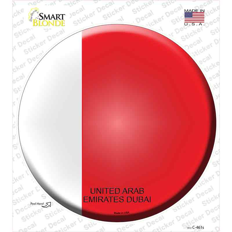 C-461s-M UN Arab Emirates Dubai Novelty Circle Sticker Decal - Medium