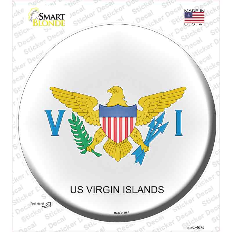 C-467s-M US Virgin Islands Novelty Circle Sticker Decal - Medium