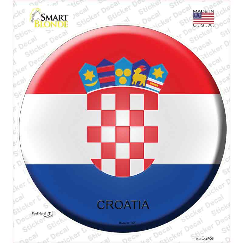 C-245s-M Croatia Country Novelty Circle Sticker Decal - Medium