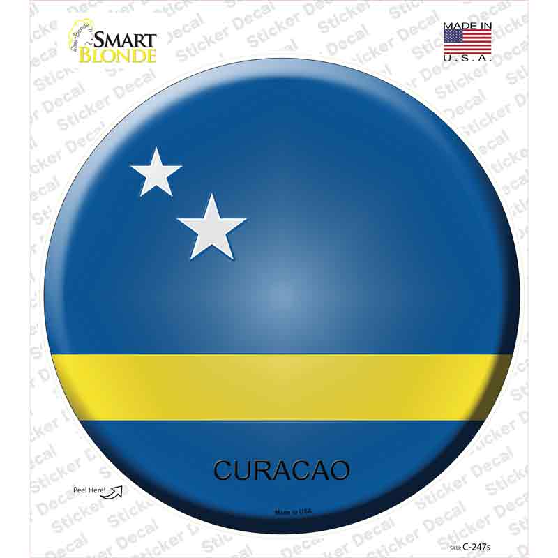 C-247s-M Curacao Country Novelty Circle Sticker Decal - Medium