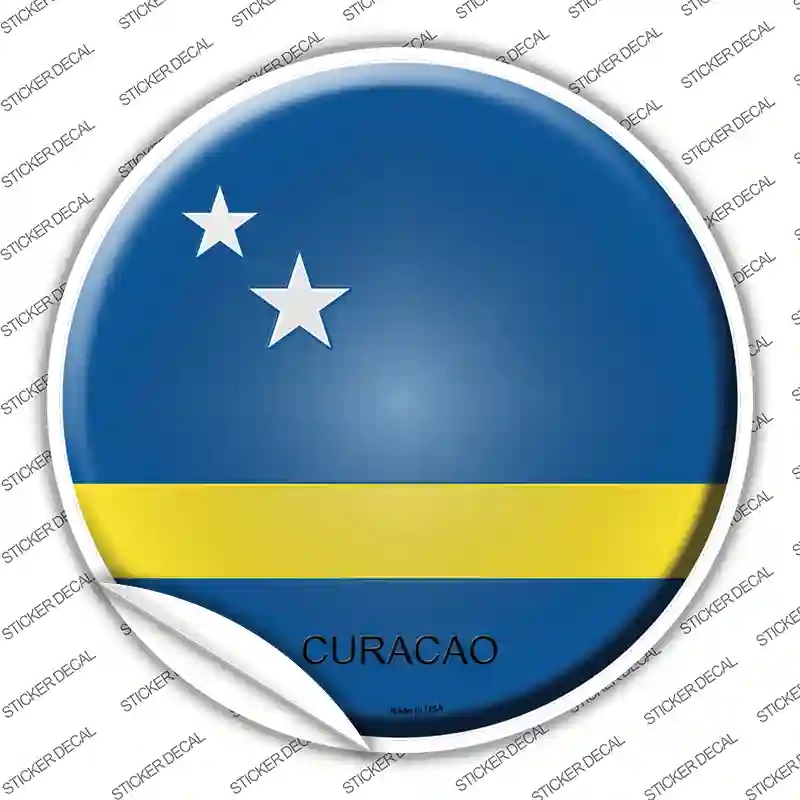 C-247s-S Curacao Country Novelty Circle Sticker Decal - Small