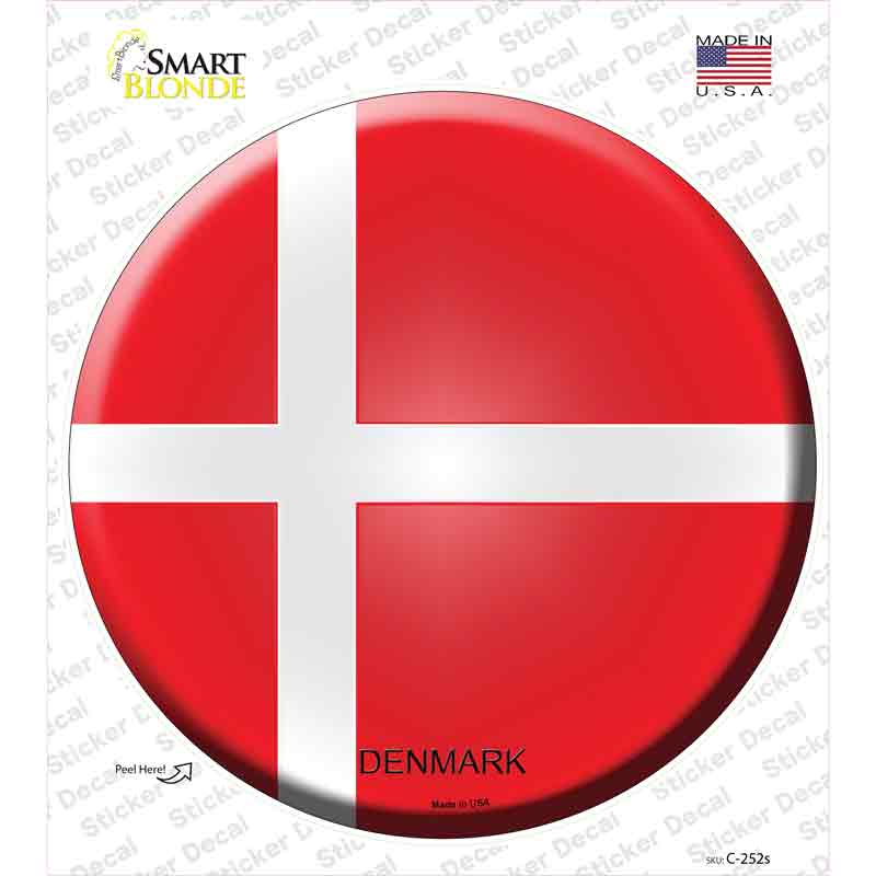 C-252s-M Denmark Country Novelty Circle Sticker Decal - Medium