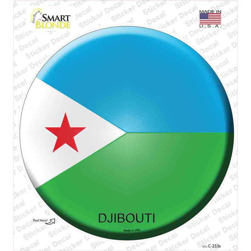 C-253s-M Djibouti Country Novelty Circle Sticker Decal - Medium