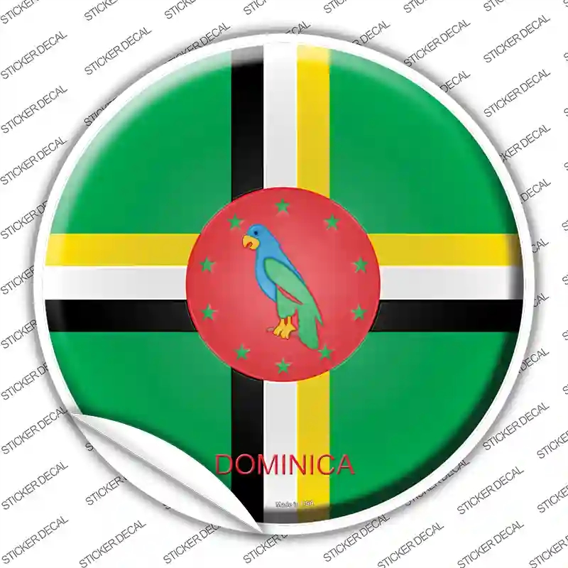 C-254s-S Dominica Country Novelty Circle Sticker Decal - Small
