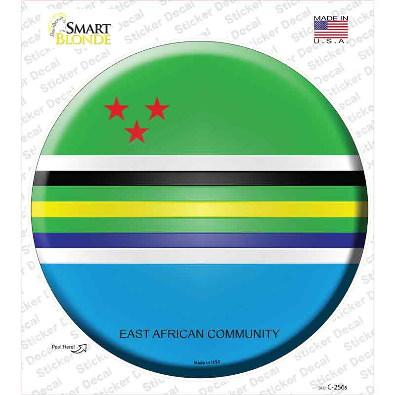 C-256s-M East African Community Country Novelty Circle Sticker Decal - Medium