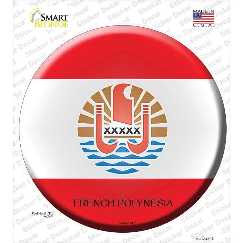 C-271s-M French Polynesia Country Novelty Circle Sticker Decal - Medium