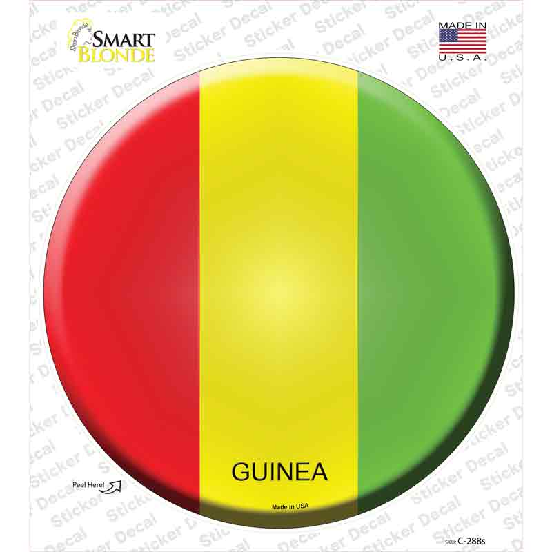 C-288s-M Guinea Country Novelty Circle Sticker Decal - Medium