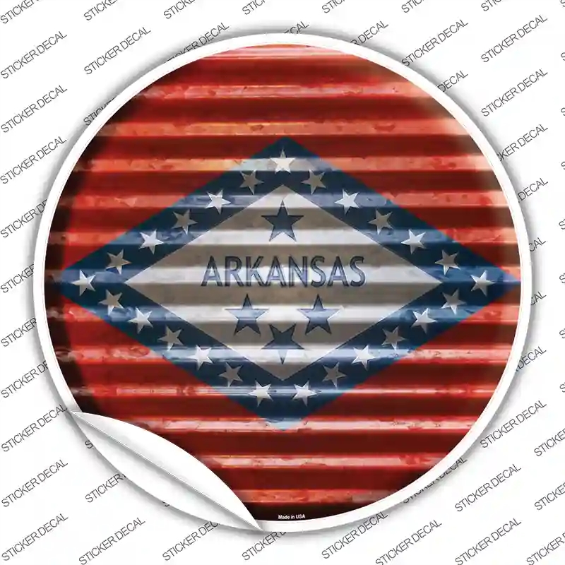 C-914s-XL Arkansas Flag Corrugated Novelty Circle Sticker Decal - Extra Large