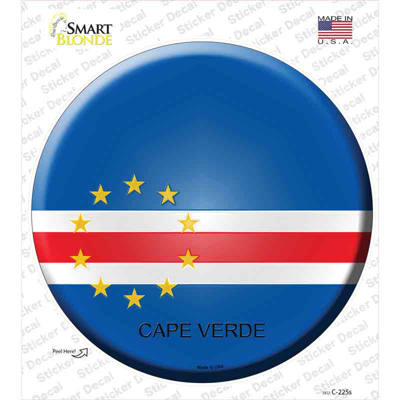C-225s-M Cape Verde Country Novelty Circle Sticker Decal - Medium
