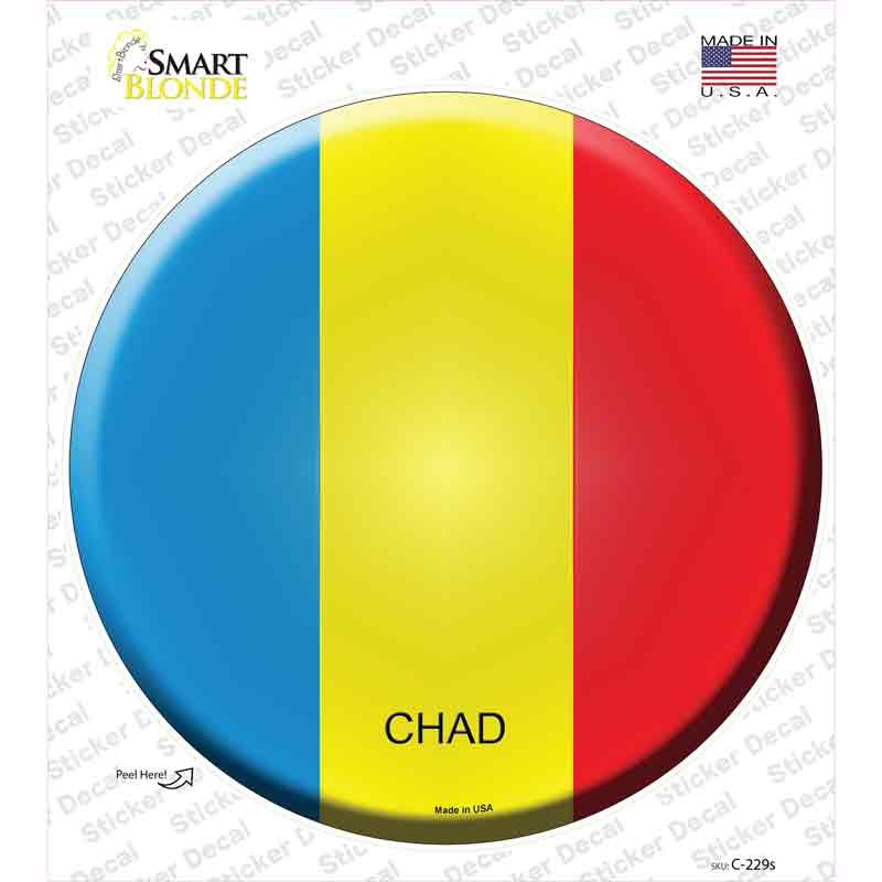 C-229s-M Chad Country Novelty Circle Sticker Decal - Medium