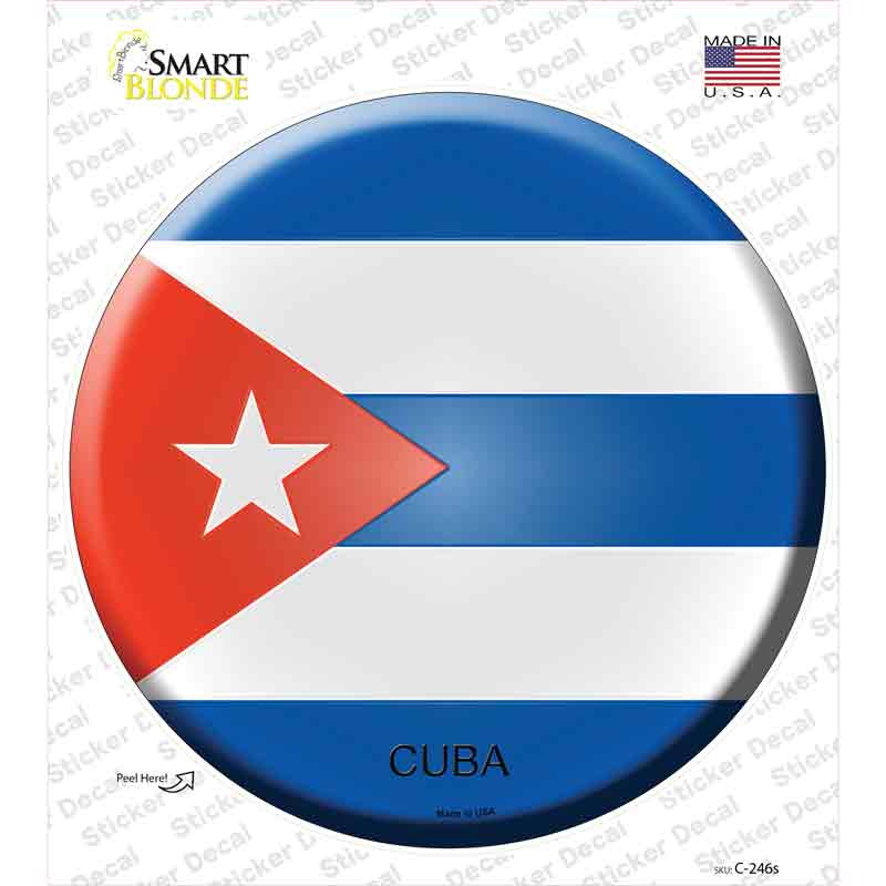 C-246s-M Cuba Country Novelty Circle Sticker Decal - Medium