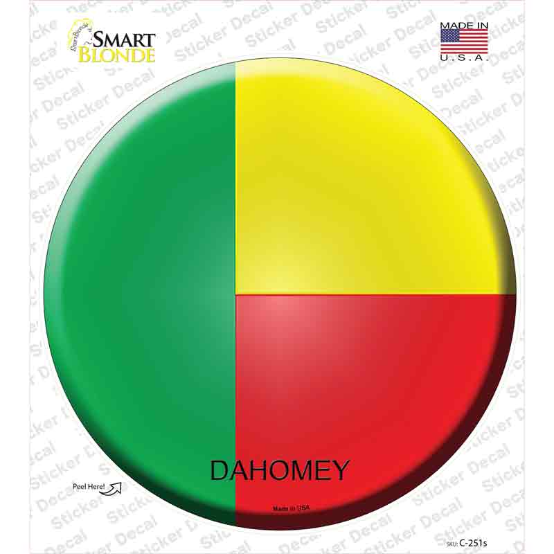 C-251s-M Dahomey Country Novelty Circle Sticker Decal - Medium