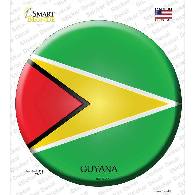 C-290s-M Guyana Country Novelty Circle Sticker Decal - Medium
