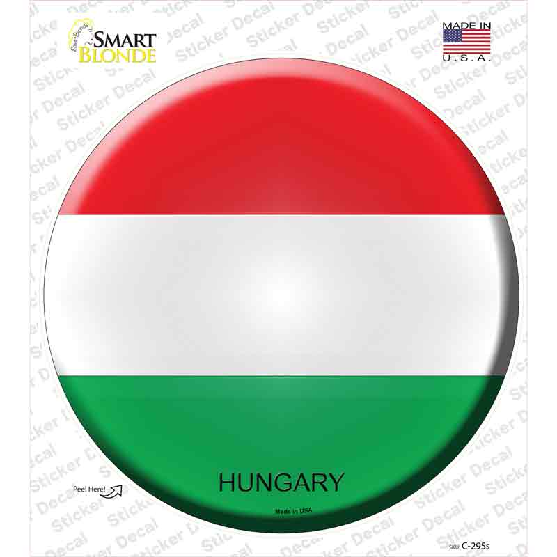 C-295s-M Hungary Country Novelty Circle Sticker Decal - Medium