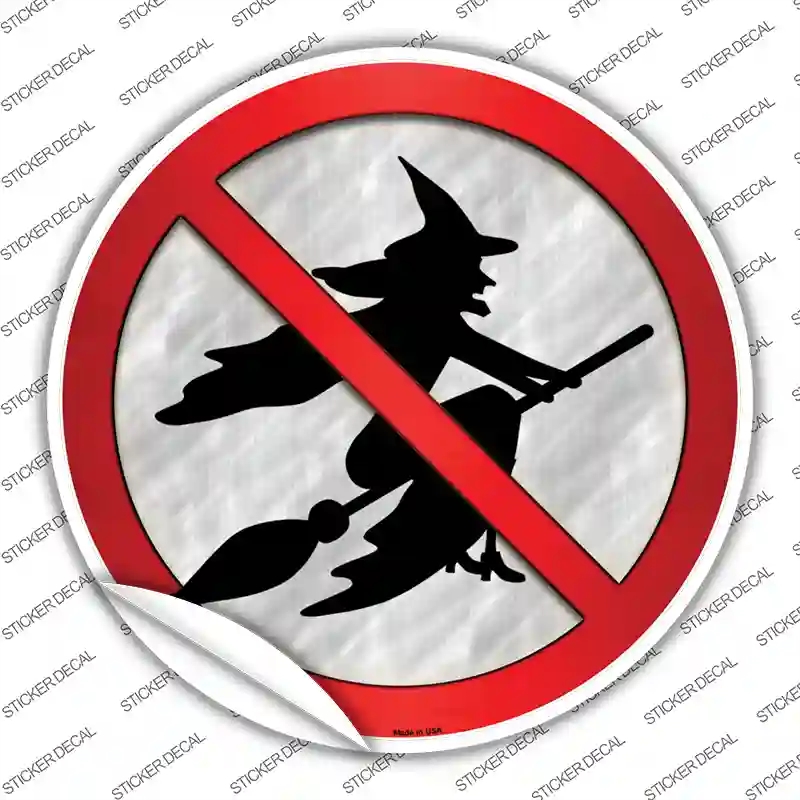 C-641s-L No Witches Novelty Circle Sticker Decal - Large