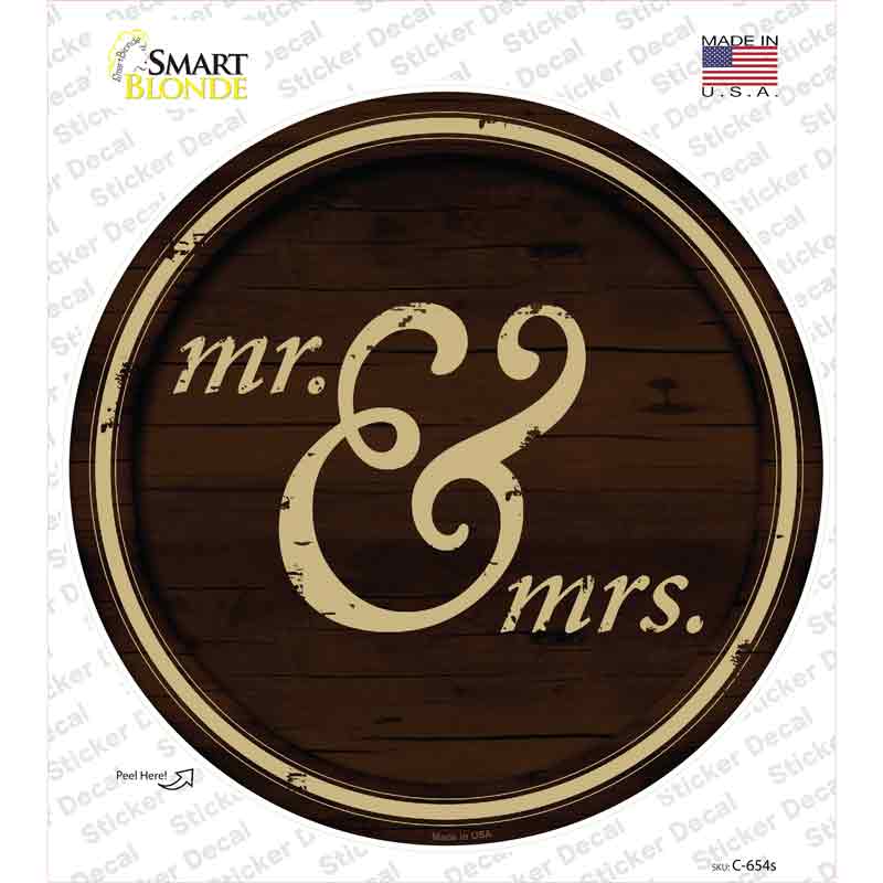 C-654s-M Mr & Mrs Novelty Circle Sticker Decal - Medium