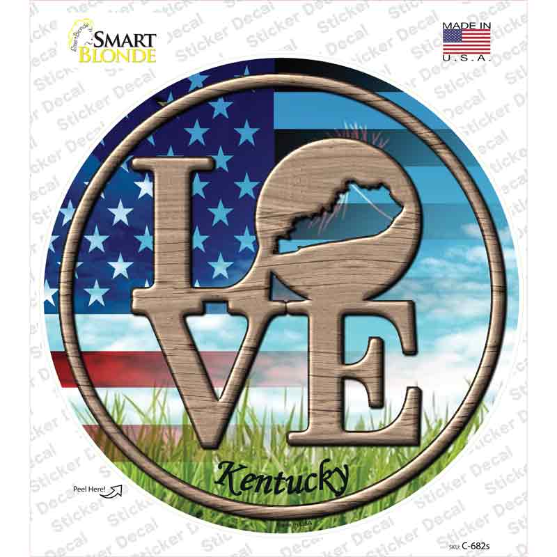 C-682s-M Love Kentucky Novelty Circle Sticker Decal - Medium