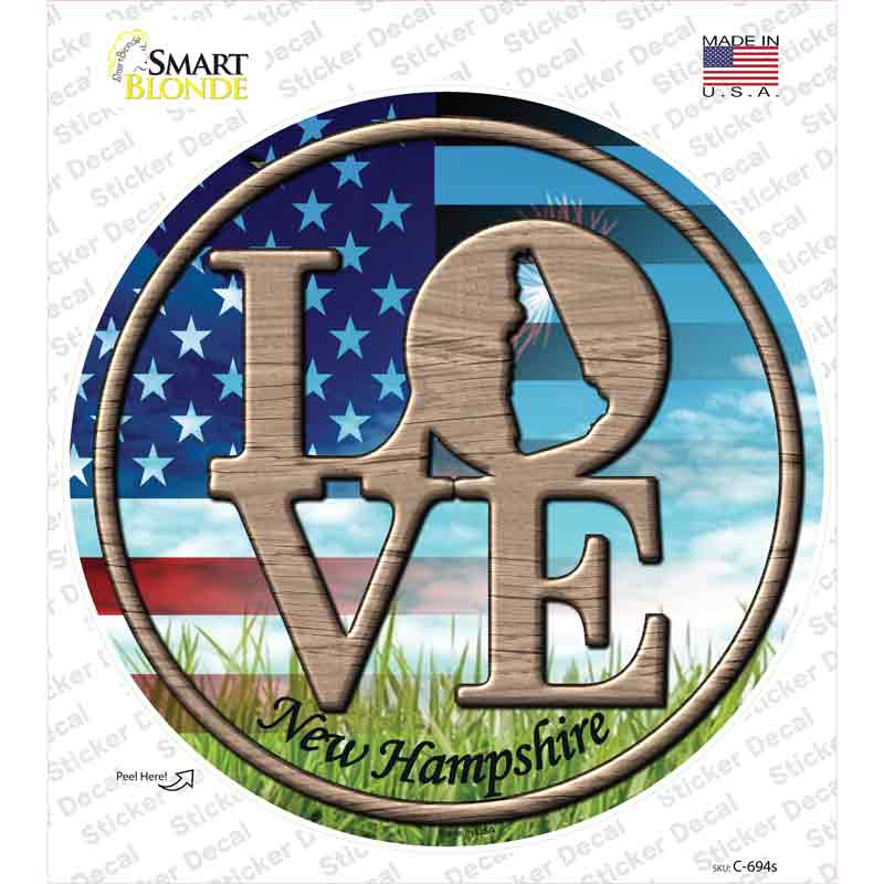 C-694s-M Love   Hampshire Novelty Circle Sticker Decal - Medium