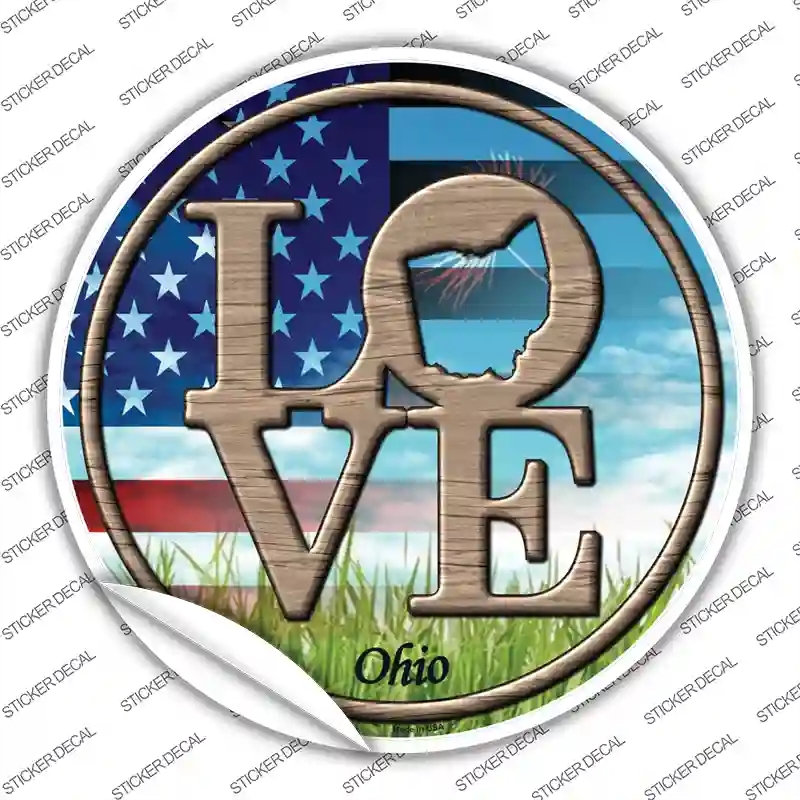 C-700s-S Love Ohio Novelty Circle Sticker Decal - Small