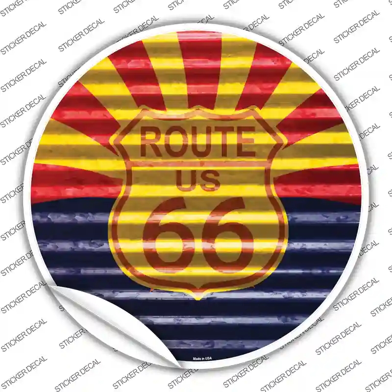 C-896s-L Route 66 Arizona Flag Novelty Circle Sticker Decal - Large