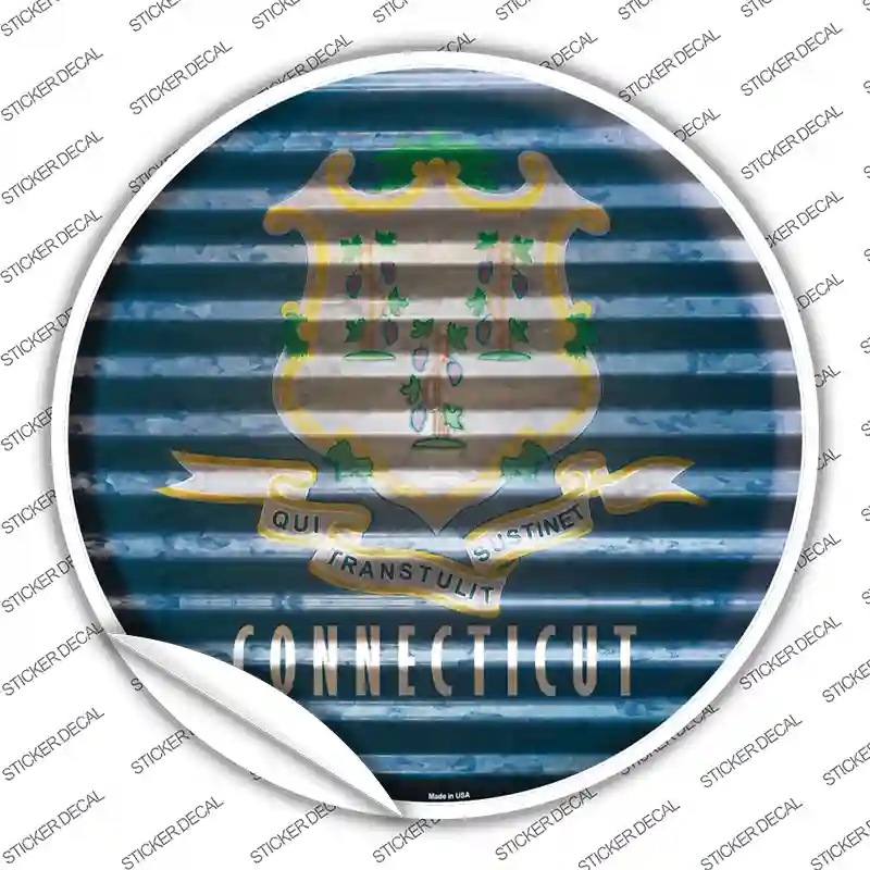 C-917s-XL Connecticut Flag Corrugated Novelty Circle Sticker Decal - Extra Large