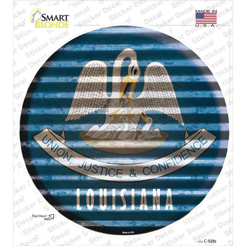C-928s-M Louisiana Flag Corrugated Novelty Circle Sticker Decal - Medium