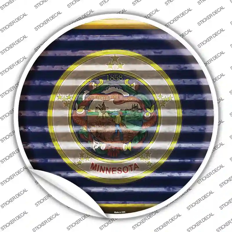 C-933s-XL Minnesota Flag Corrugated Novelty Circle Sticker Decal - Extra Large