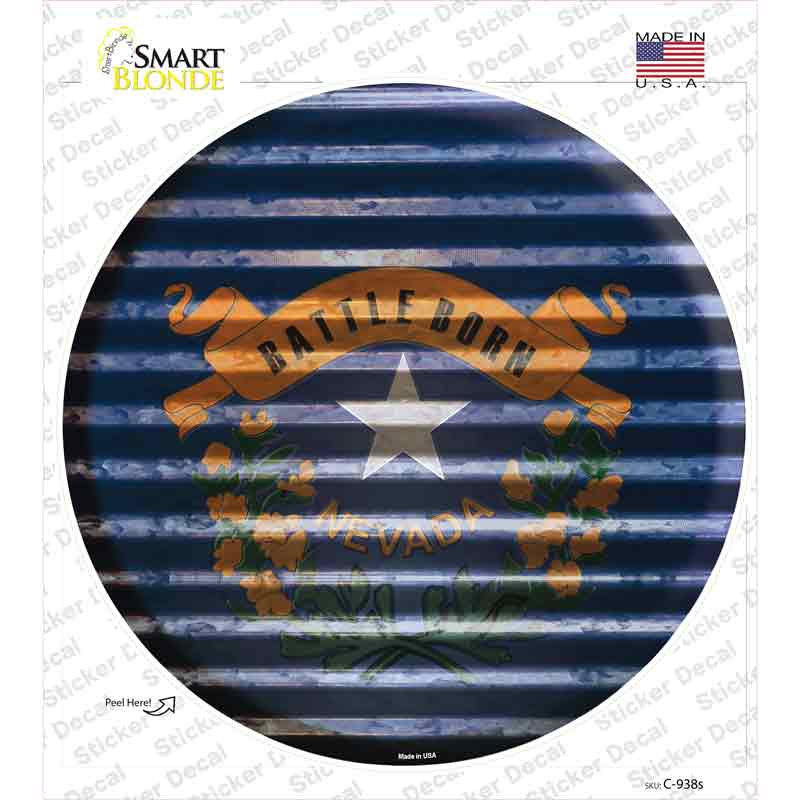 C-938s-M Nevada Flag Corrugated Novelty Circle Sticker Decal - Medium