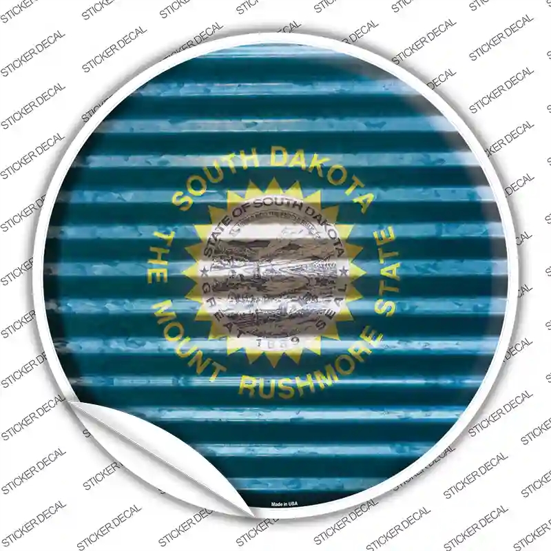 C-951s-S South Dakota Flag Corrugated Novelty Circle Sticker Decal - Small