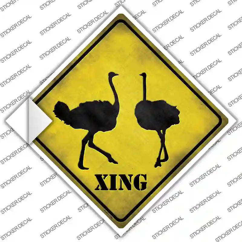 CX-060s-XL Ostrich Xing Novelty Diamond Sticker Decal - Extra Large