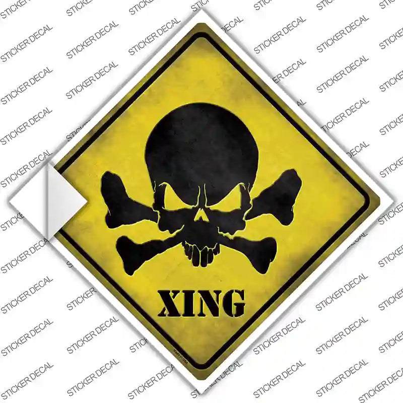 CX-071s-L Skull Xing Novelty Diamond Sticker Decal - Large