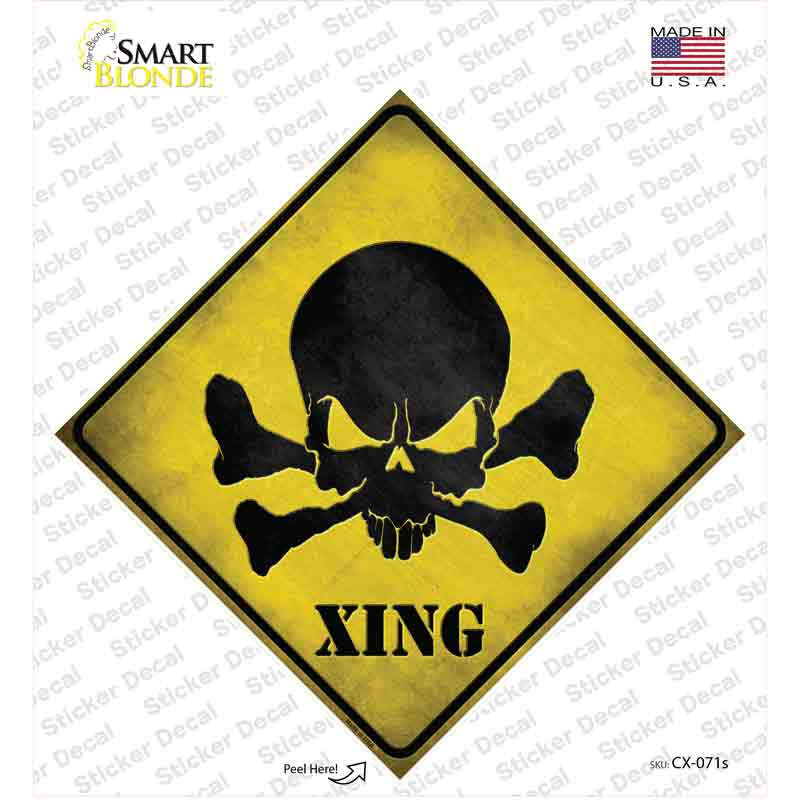 CX-071s-M Skull Xing Novelty Diamond Sticker Decal - Medium