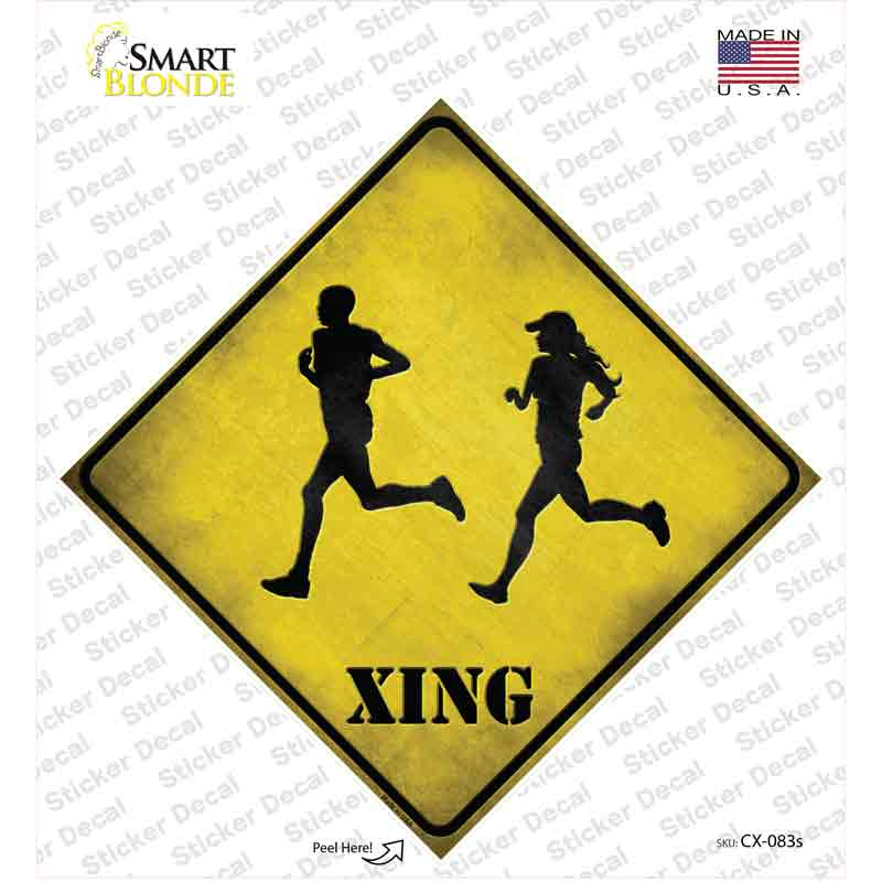 CX-083s-M Runners Xing Novelty Diamond Sticker Decal - Medium