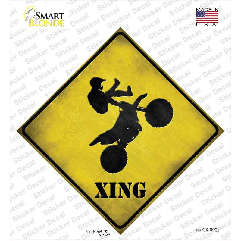 CX-092s-M Motocross Xing Novelty Diamond Sticker Decal - Medium