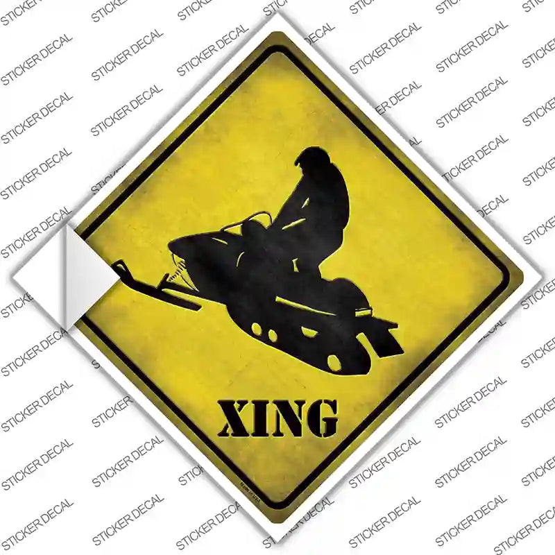 CX-095s-L Snow Mobile Xing Novelty Diamond Sticker Decal - Large