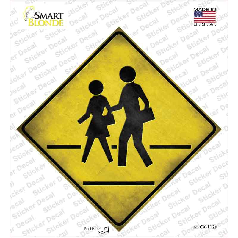 CX-112s-M Pedestrian Crossing Novelty Diamond Sticker Decal - Medium