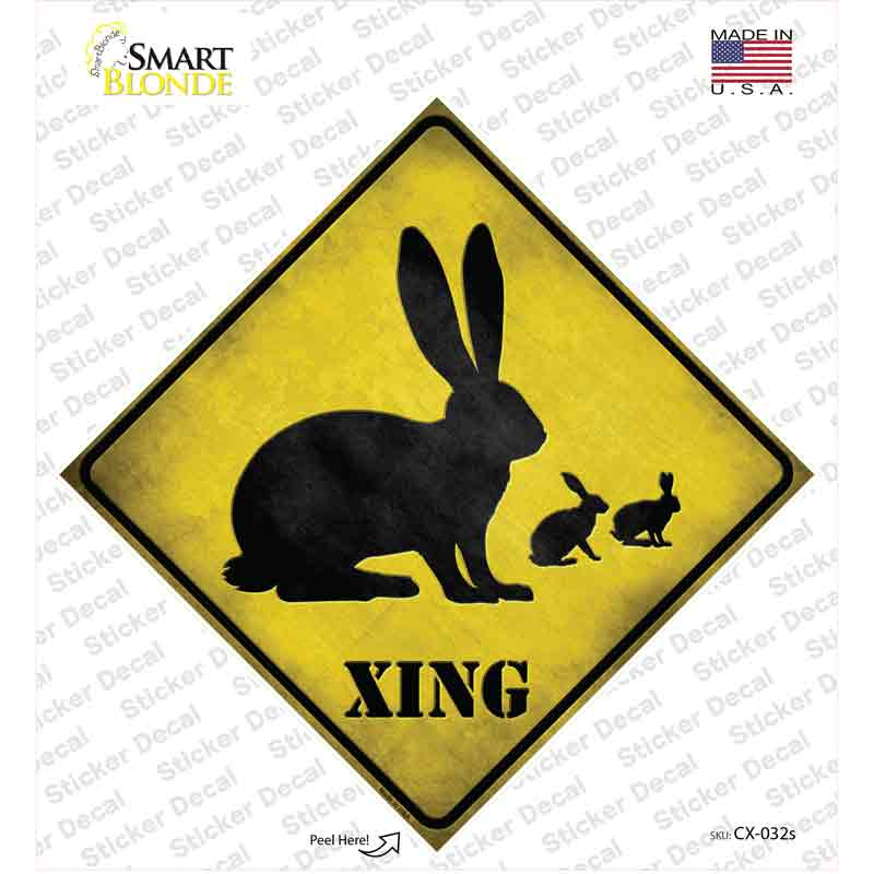 CX-032s-M Rabbit Xing Novelty Diamond Sticker Decal - Medium