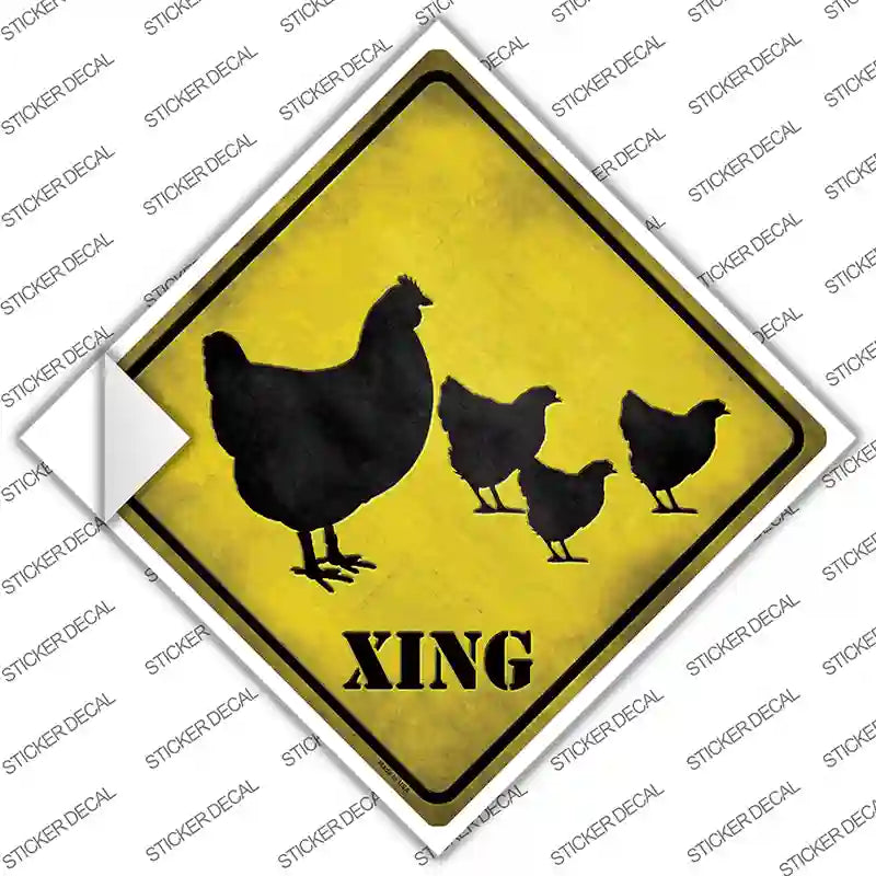 CX-038s-XL Chicken Xing Novelty Diamond Sticker Decal - Extra Large