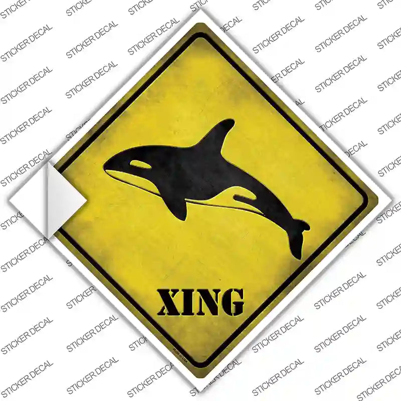 CX-040s-L Orca Xing Novelty Diamond Sticker Decal - Large