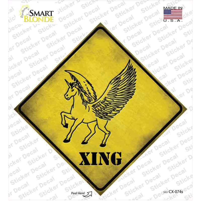 CX-074s-M Unicorn Xing Novelty Diamond Sticker Decal - Medium