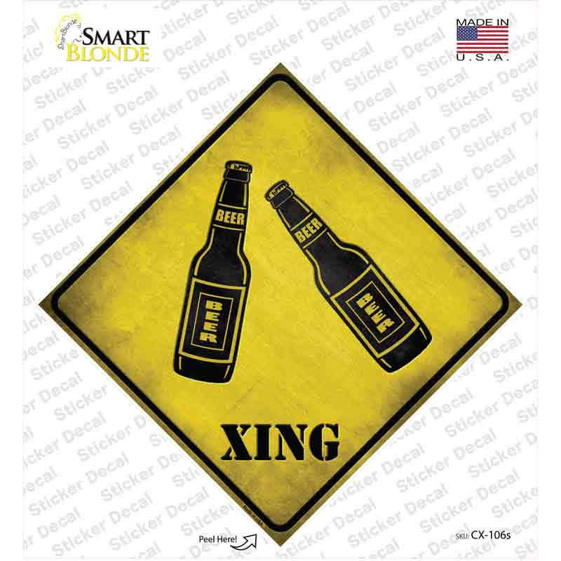 CX-106s-M Beer Xing Novelty Diamond Sticker Decal - Medium