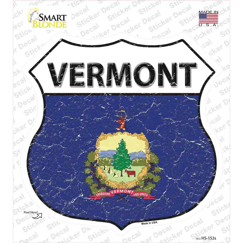 HS-153s-M Vermont Flag Novelty Highway Shield Sticker Decal - Medium