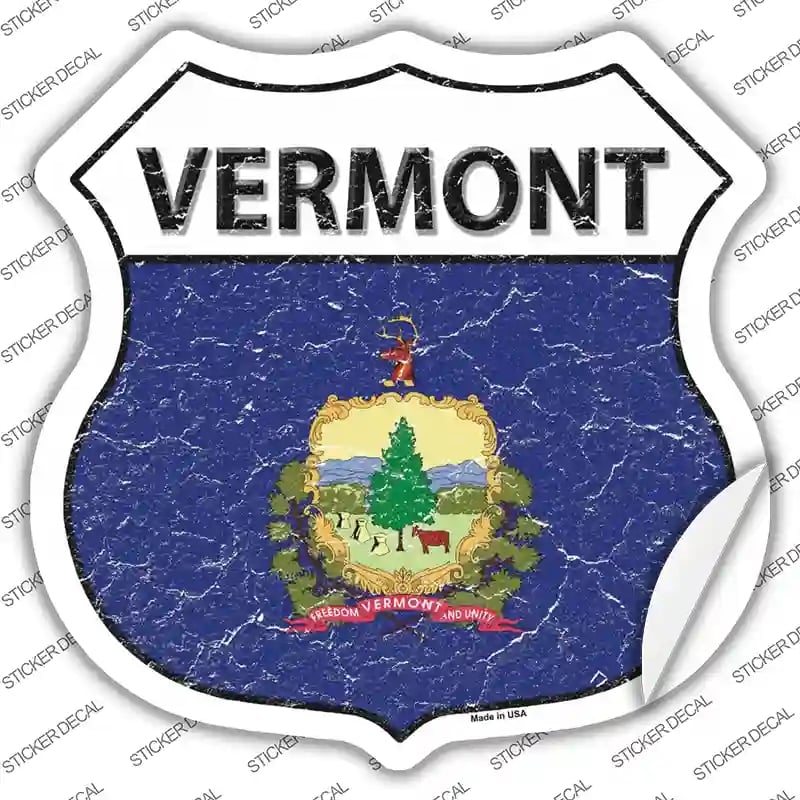 HS-153s-XL Vermont Flag Novelty Highway Shield Sticker Decal - Extra Large