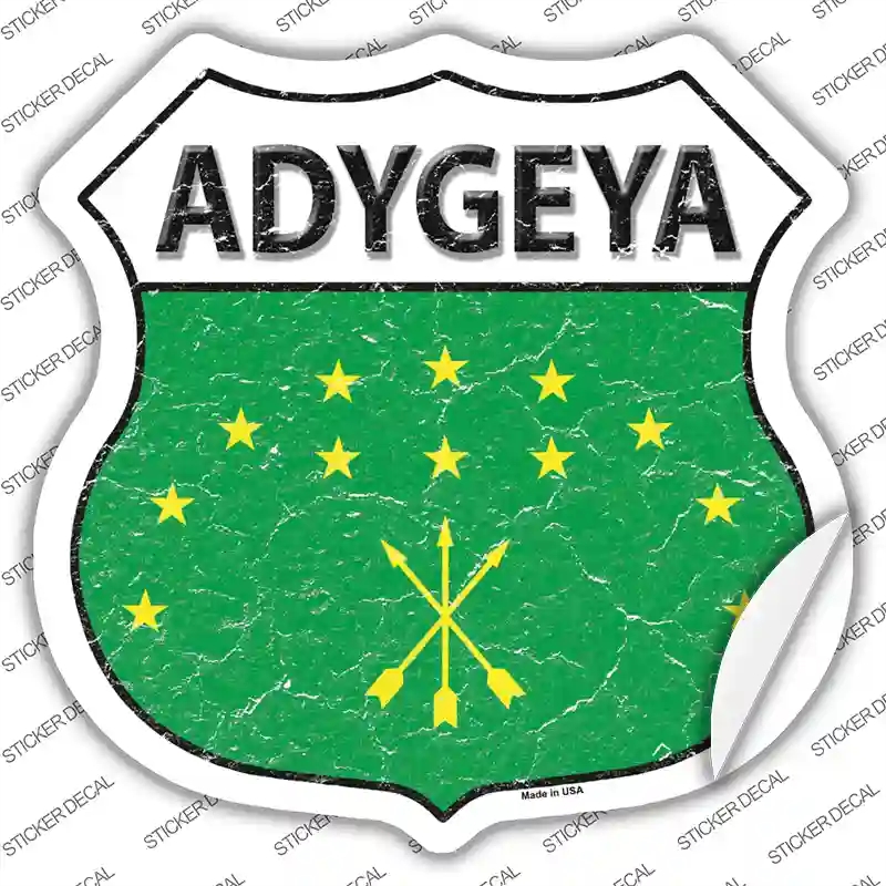 HS-160s-S Adygea Flag Novelty Highway Shield Sticker Decal - Small