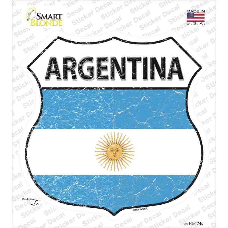 HS-174s-M Argentina Flag Novelty Highway Shield Sticker Decal - Medium